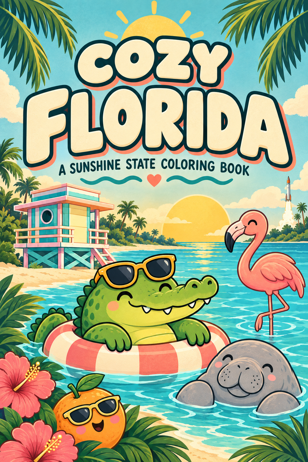 Cozy Florida coloring book for kids ages 6 to 10
